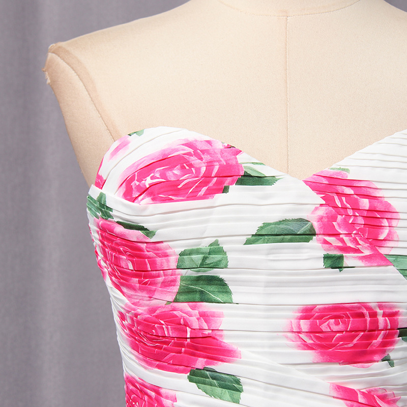 Pinched waist retro T-back lotus leaf edges dress