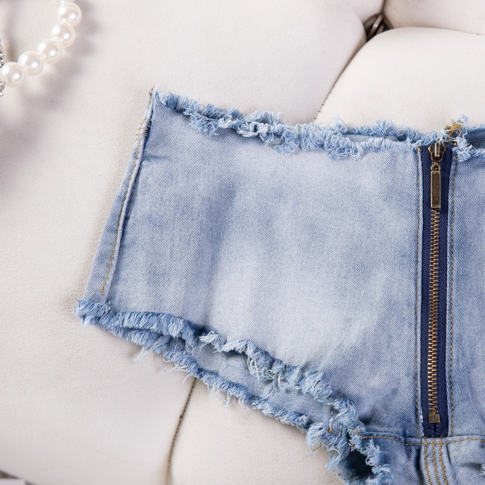Tight denim low-waist spicegirl bar blue shorts