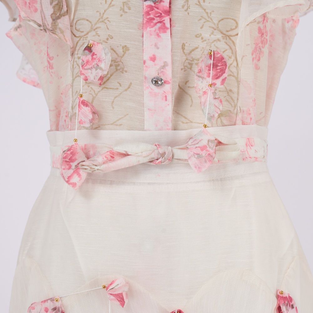 Court style buckle cstand collar long skirt a set