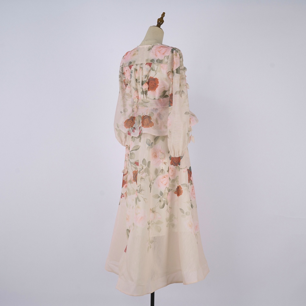 Elegant catwalk colors single-breasted long skirt a set