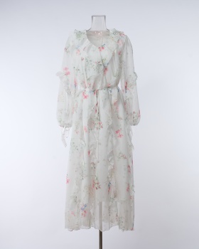 Seaside vacation beautiful big skirt V-neck dress