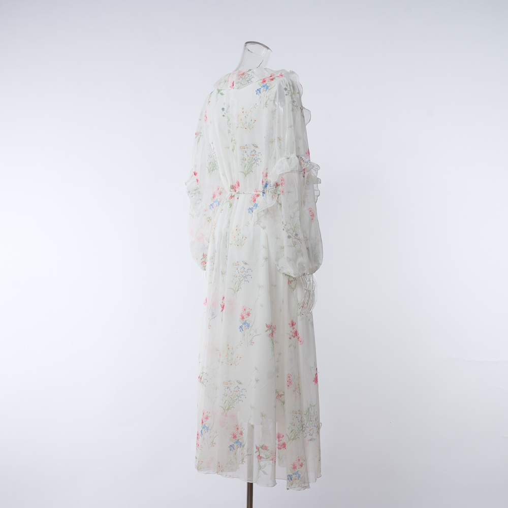 Seaside vacation beautiful big skirt V-neck dress