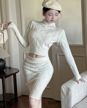Package hip skirt lazy sweater 2pcs set for women