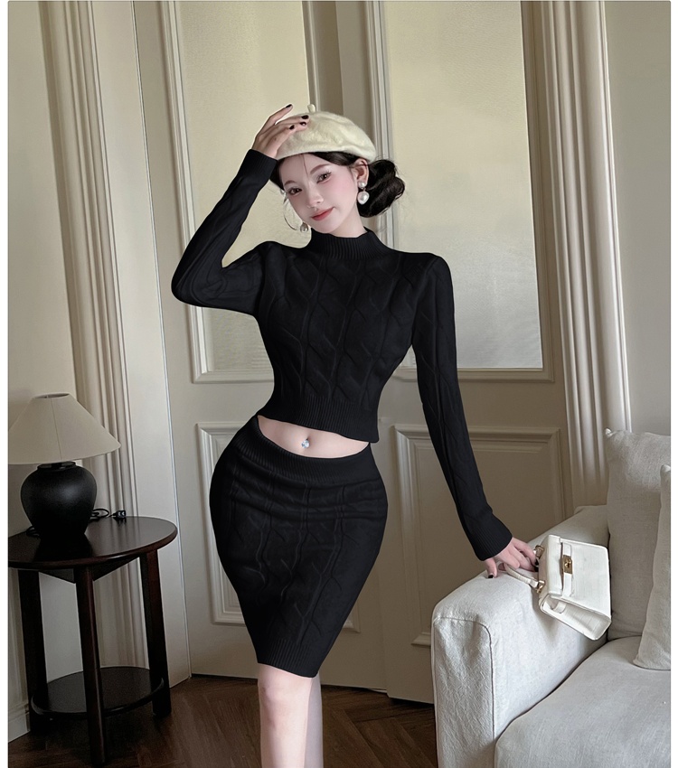 Package hip skirt lazy sweater 2pcs set for women