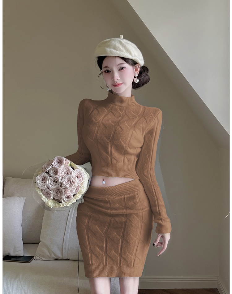 Package hip skirt lazy sweater 2pcs set for women