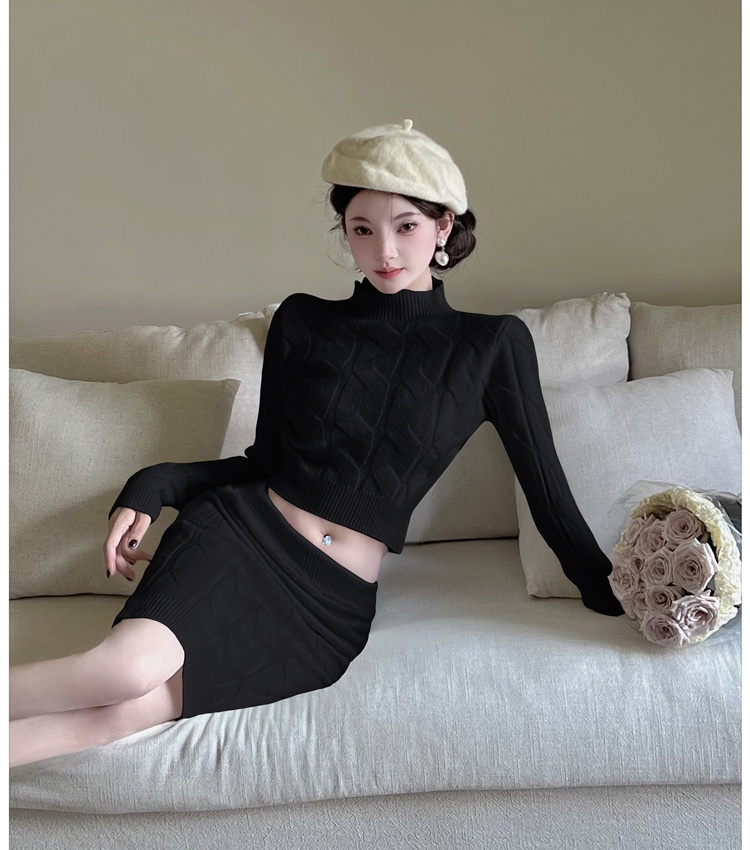 Package hip skirt lazy sweater 2pcs set for women
