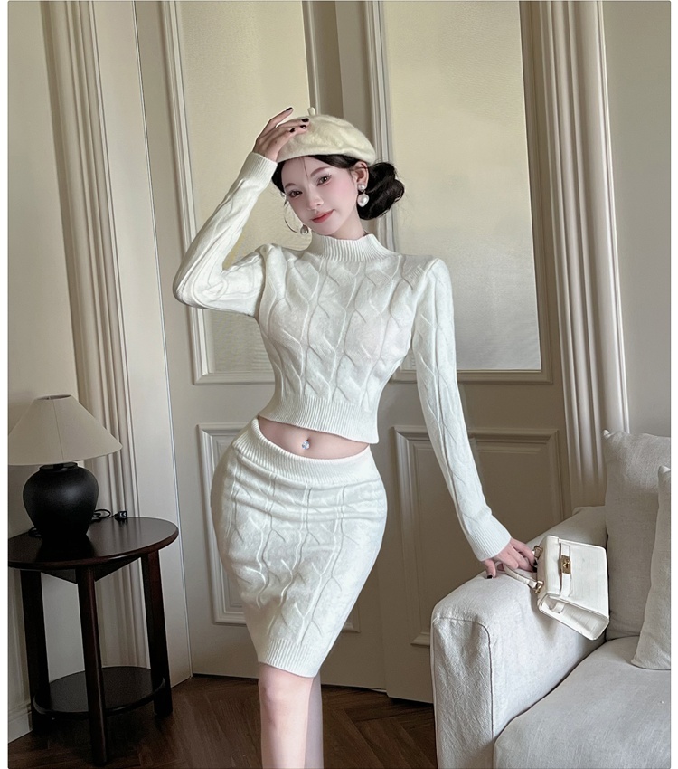 Package hip skirt lazy sweater 2pcs set for women