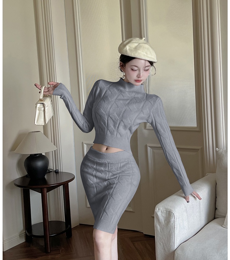 Package hip skirt lazy sweater 2pcs set for women