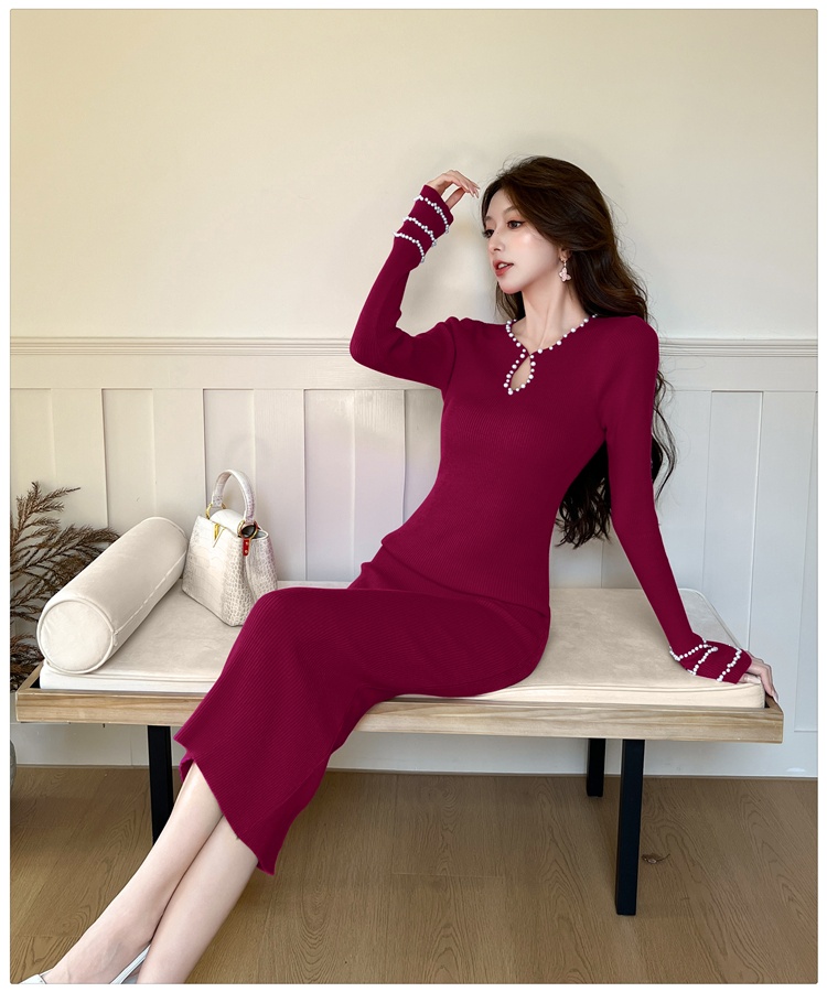 Beading dress autumn sweater dress
