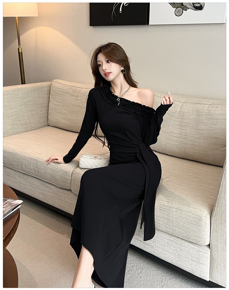 Autumn wood ear slim temperament dress for women