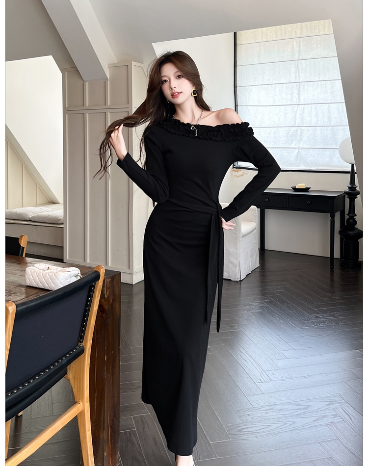 Autumn wood ear slim temperament dress for women