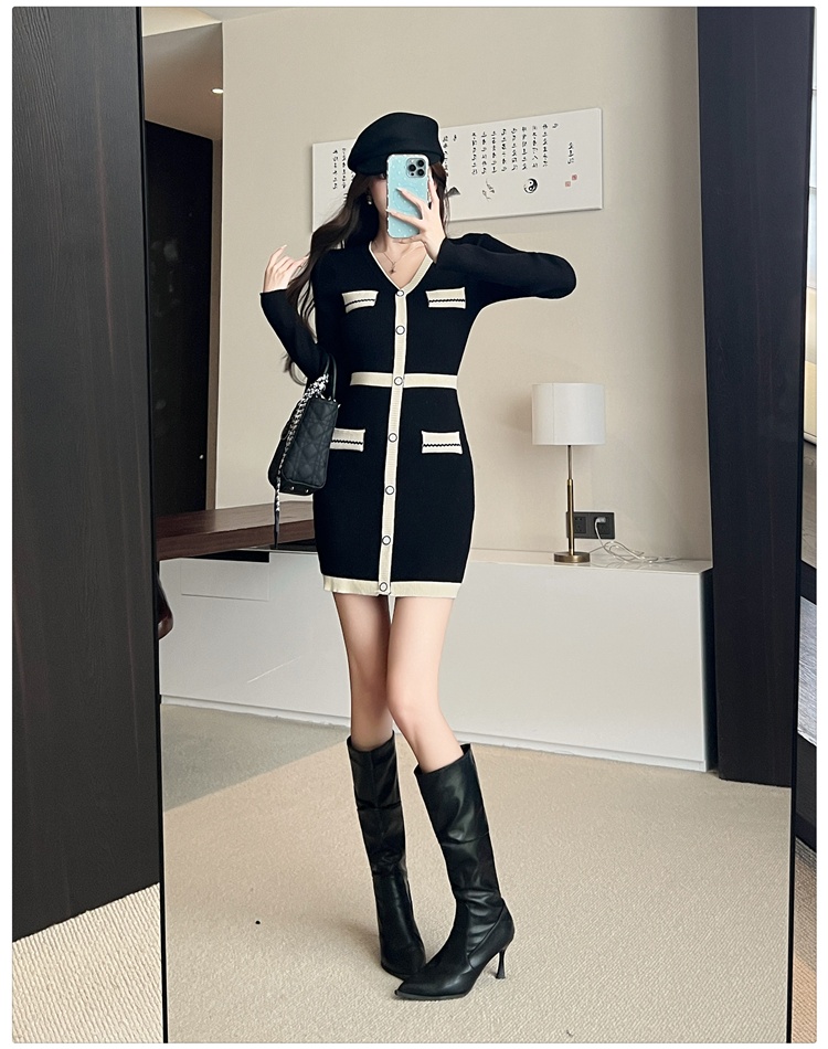 Chanelstyle pinched waist temperament dress for women