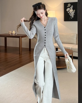 Breasted tender Korean style dress knitted long sweater