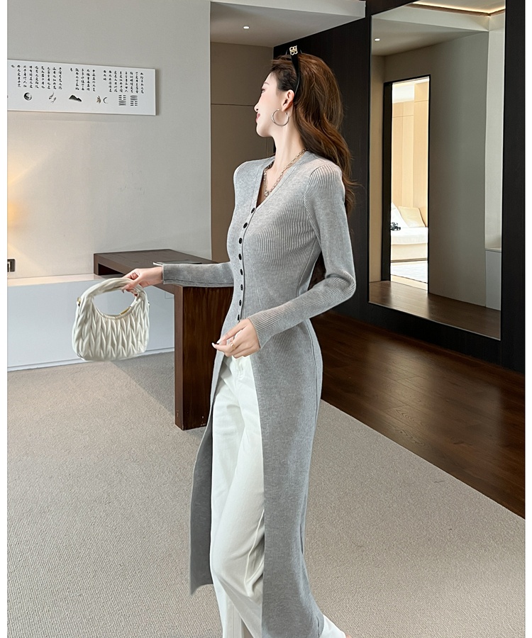 Breasted tender Korean style dress knitted long sweater