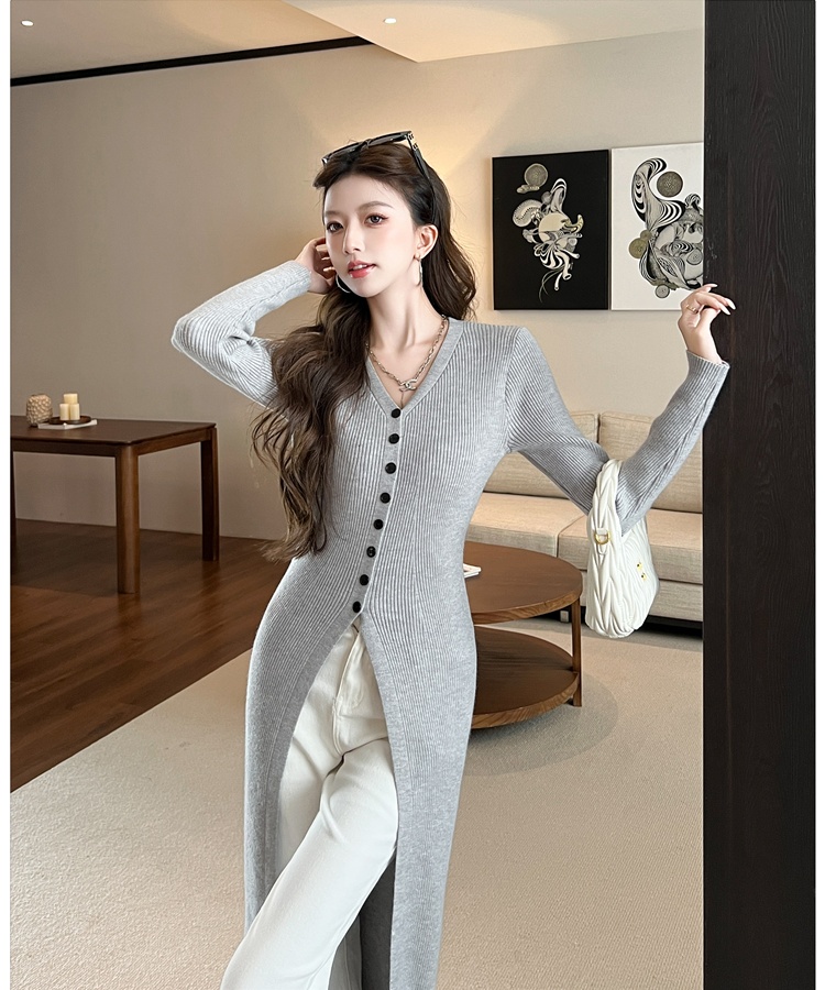Breasted tender Korean style dress knitted long sweater