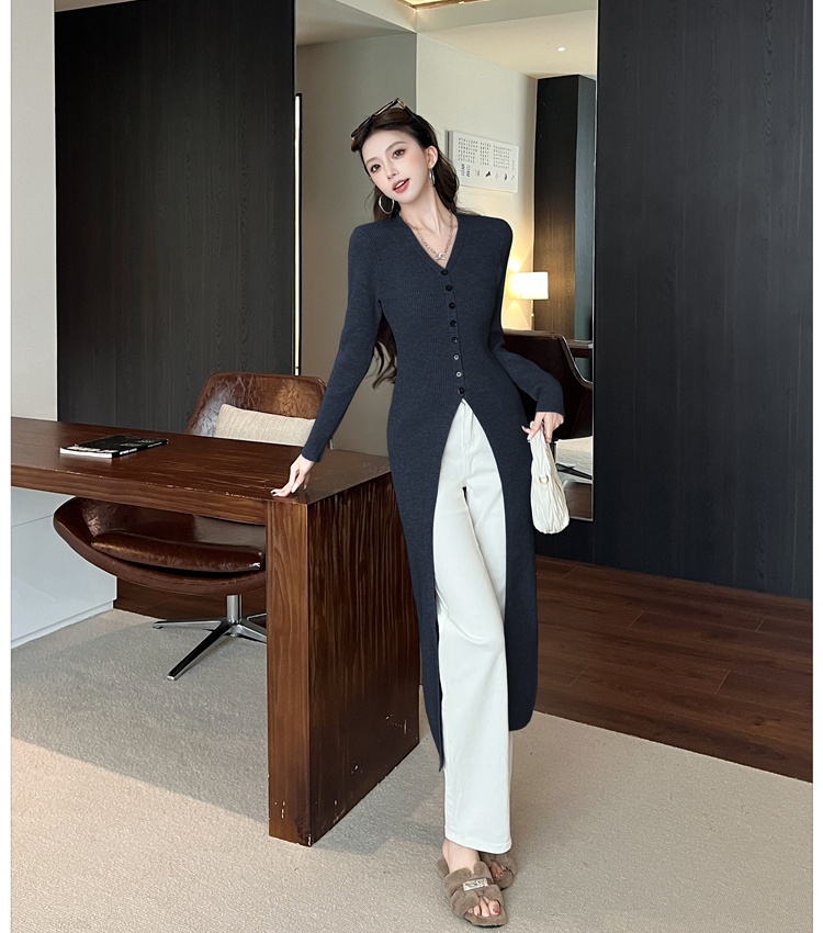 Breasted tender Korean style dress knitted long sweater