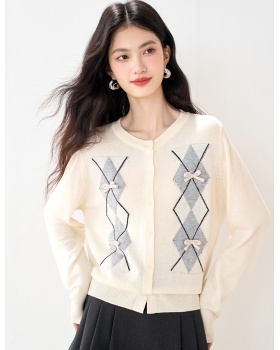 Autumn knitted long sleeve cardigan show young sweet tops for women