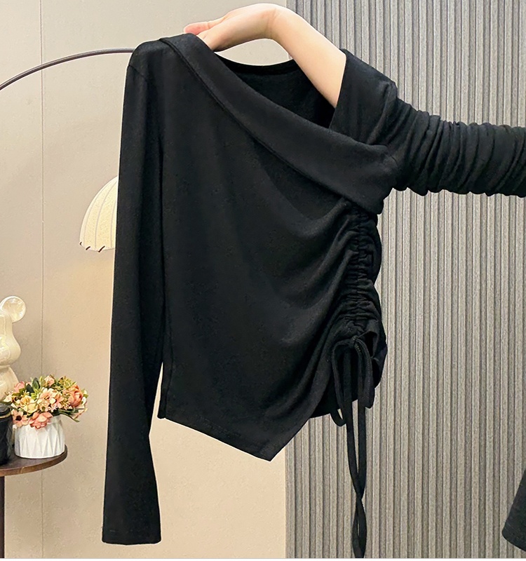 Oblique collar tops T-shirt for women