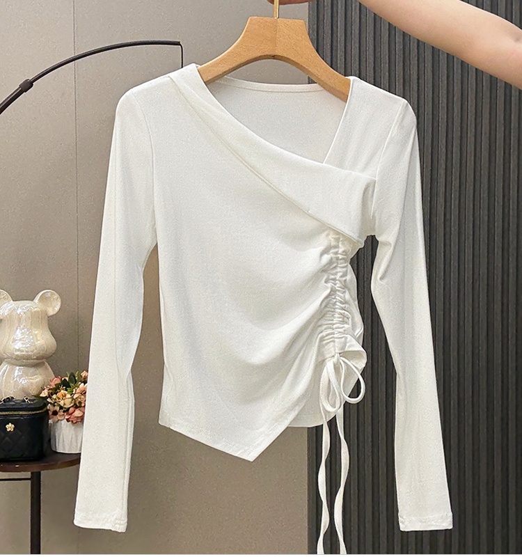 Oblique collar tops T-shirt for women