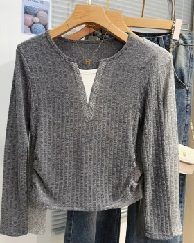 Long sleeve bottoming shirt mixed colors T-shirt for women