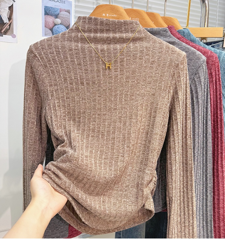 Plus velvet T-shirt inside the ride tops for women