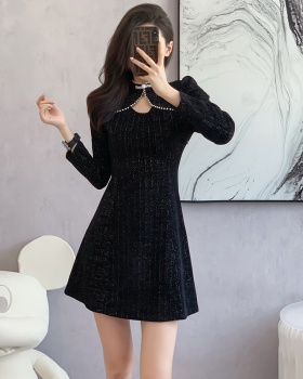 Autumn and winter liangsi dress pearl splice cheongsam