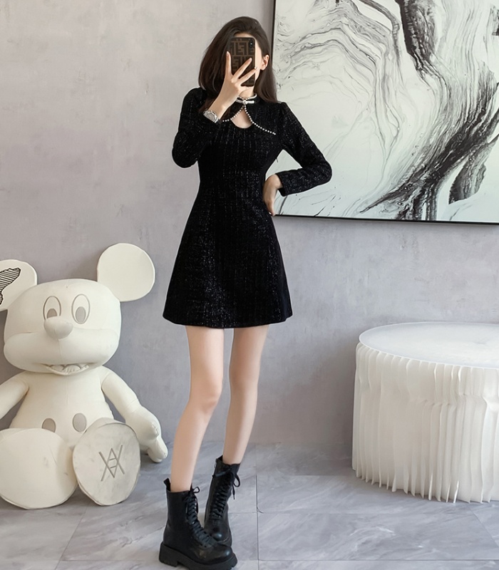 Autumn and winter liangsi dress pearl splice cheongsam