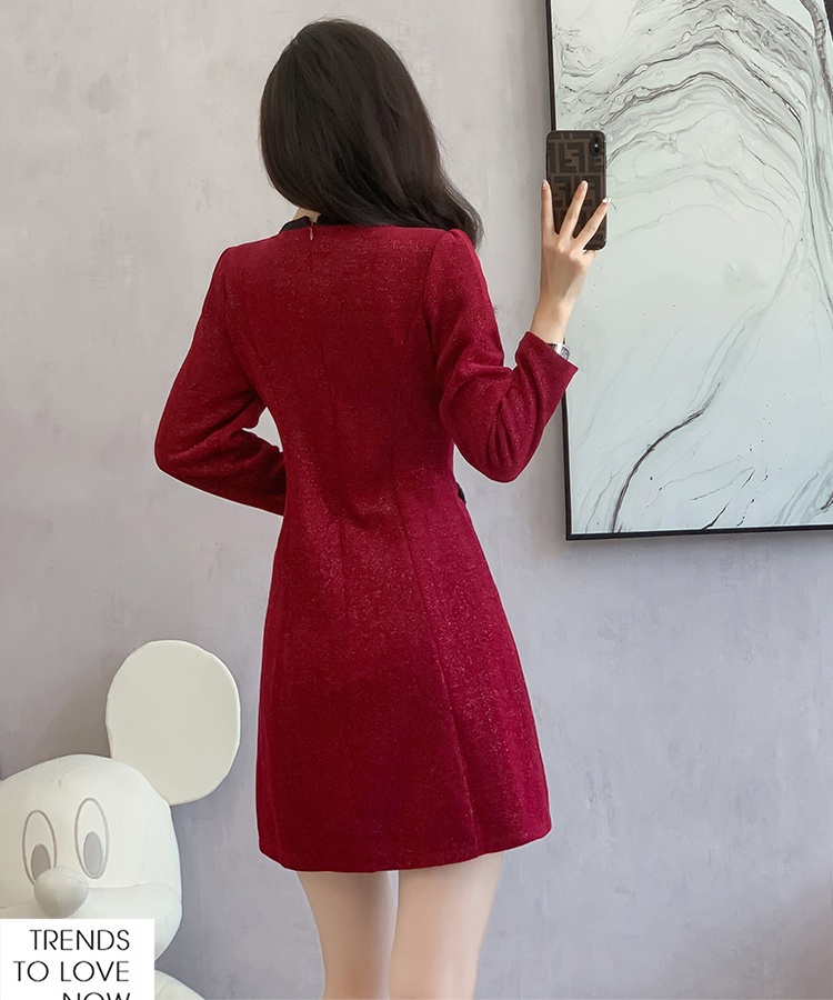 Sweet fashion corsage temperament bow chanelstyle slim dress