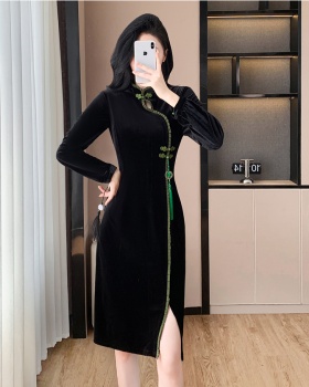 Slim autumn and winter dress splice cheongsam