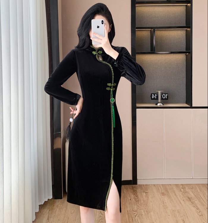 Slim autumn and winter dress splice cheongsam