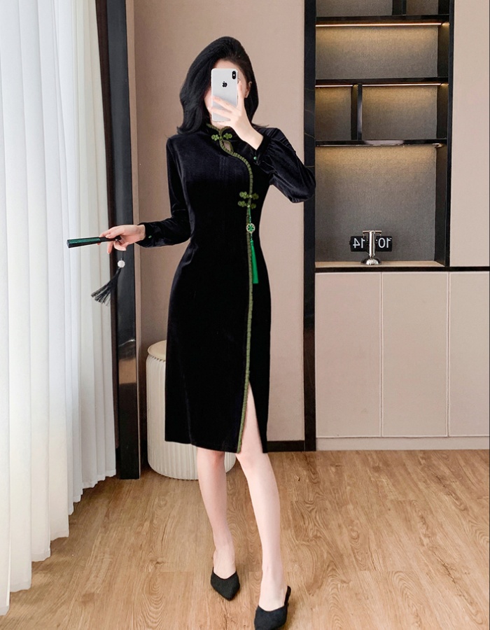 Slim autumn and winter dress splice cheongsam