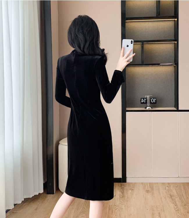 Slim autumn and winter dress splice cheongsam