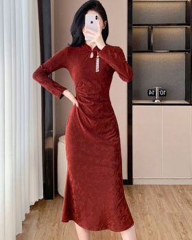 Temperament mermaid dress jacquard pendant cheongsam
