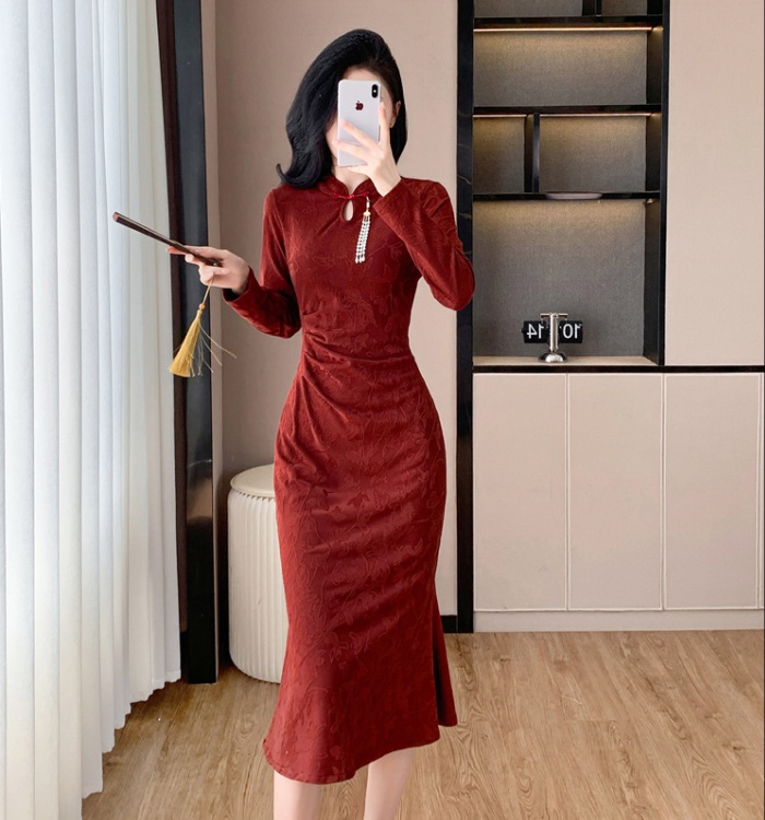 Temperament mermaid dress jacquard pendant cheongsam