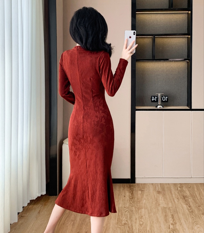 Temperament mermaid dress jacquard pendant cheongsam