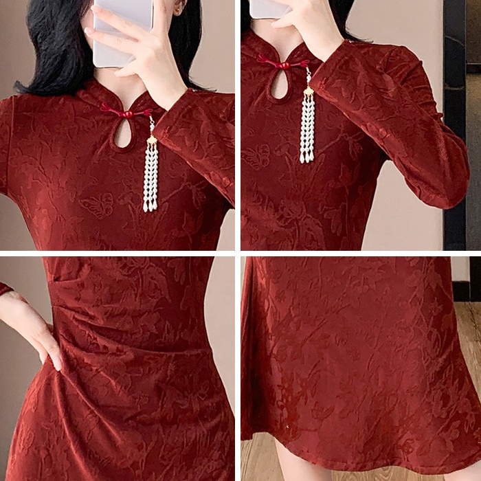 Temperament mermaid dress jacquard pendant cheongsam