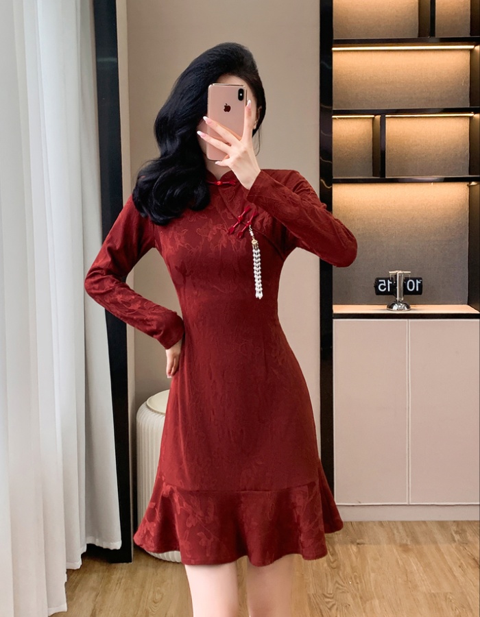 Temperament formal dress red cheongsam