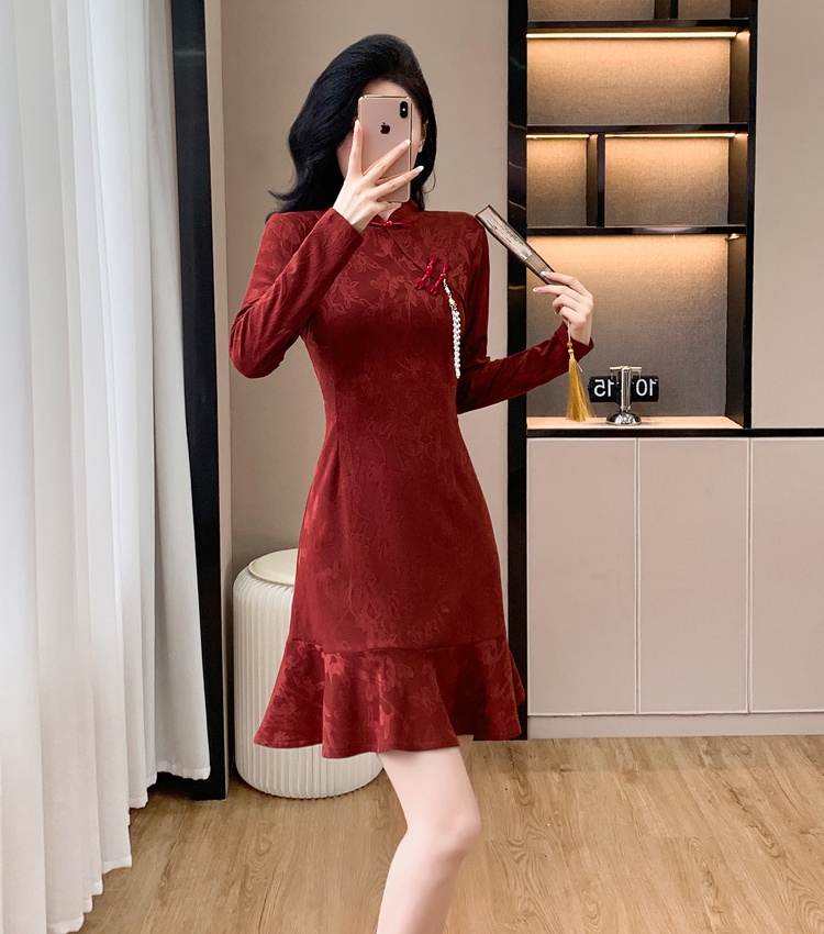 Temperament formal dress red cheongsam