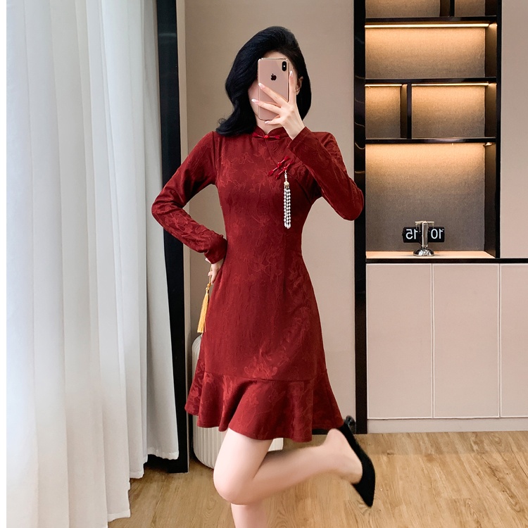 Temperament formal dress red cheongsam