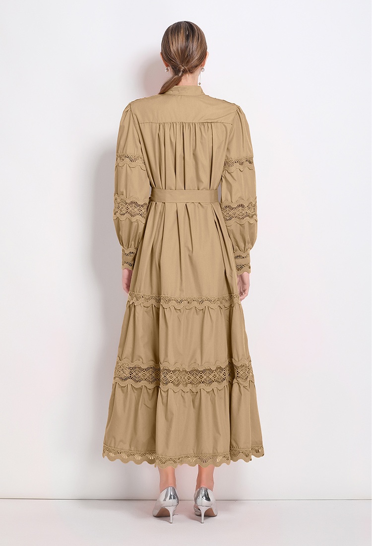 Autumn and winter A-line court style dress