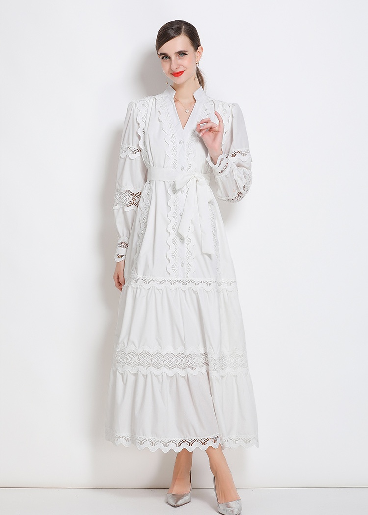 Autumn and winter A-line court style dress