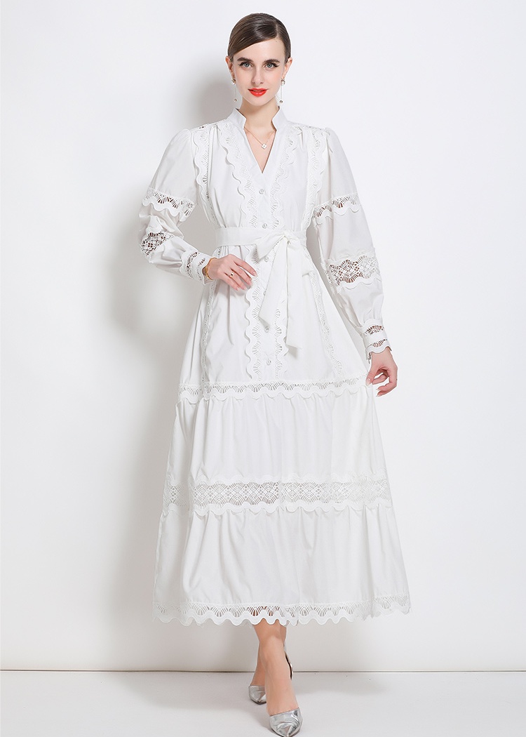 Autumn and winter A-line court style dress