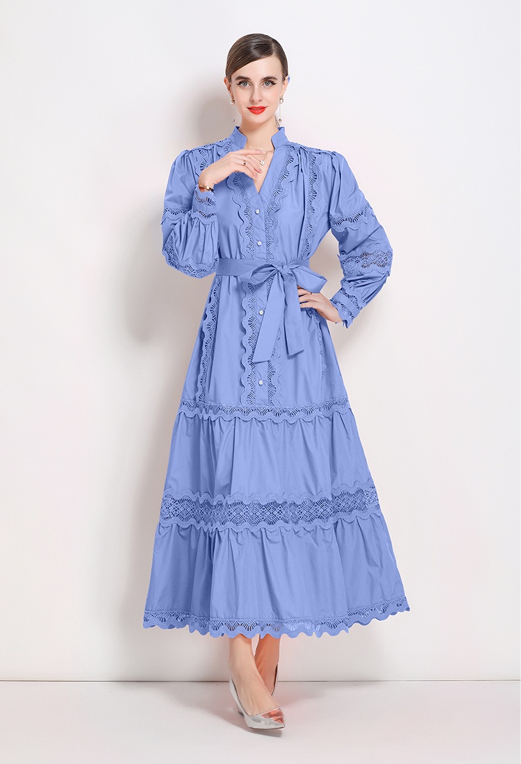 Autumn and winter A-line court style dress