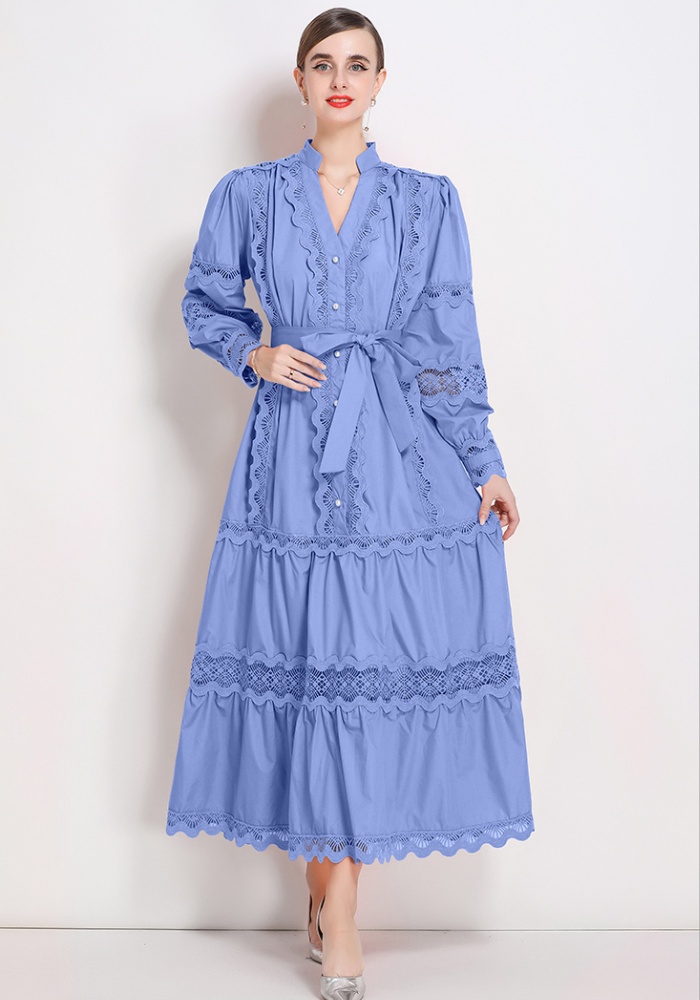 Autumn and winter A-line court style dress