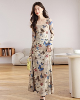 Package hip chouzhe dress printing long dress for women