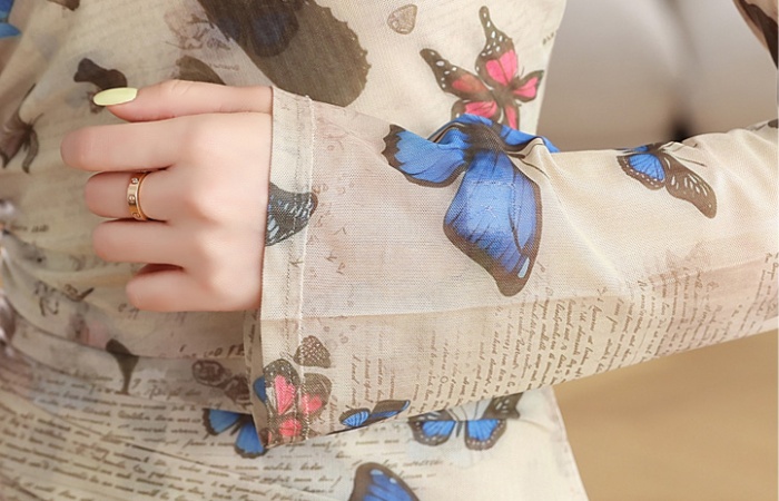 Package hip chouzhe dress printing long dress for women