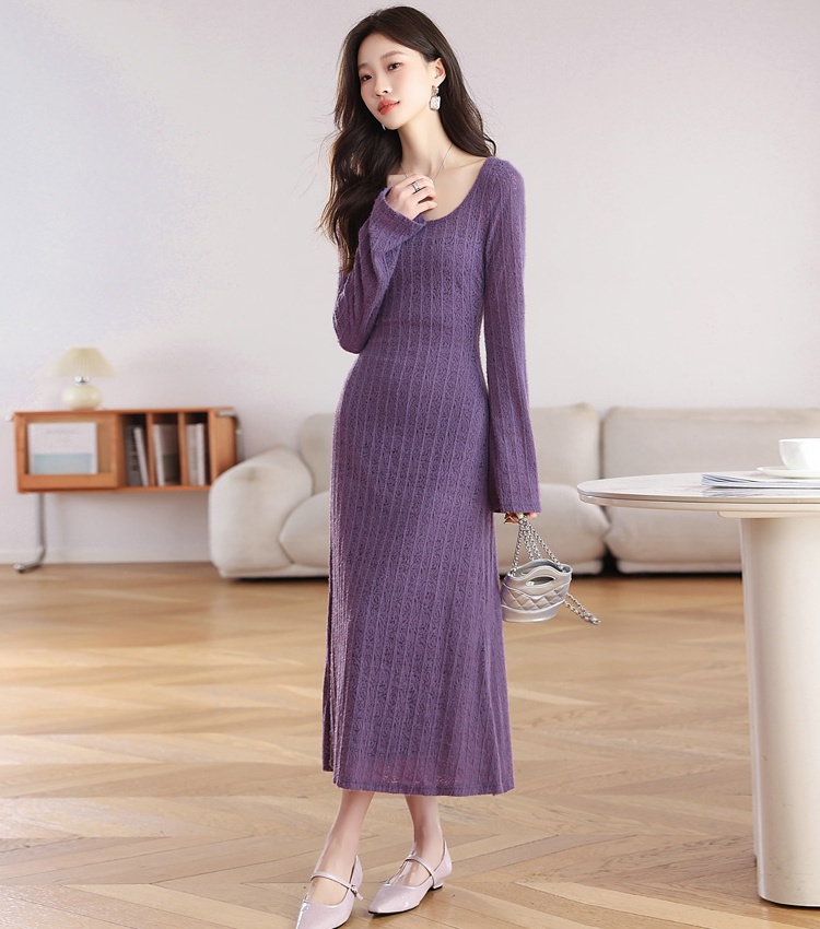 Knitted dress long dress a set for women