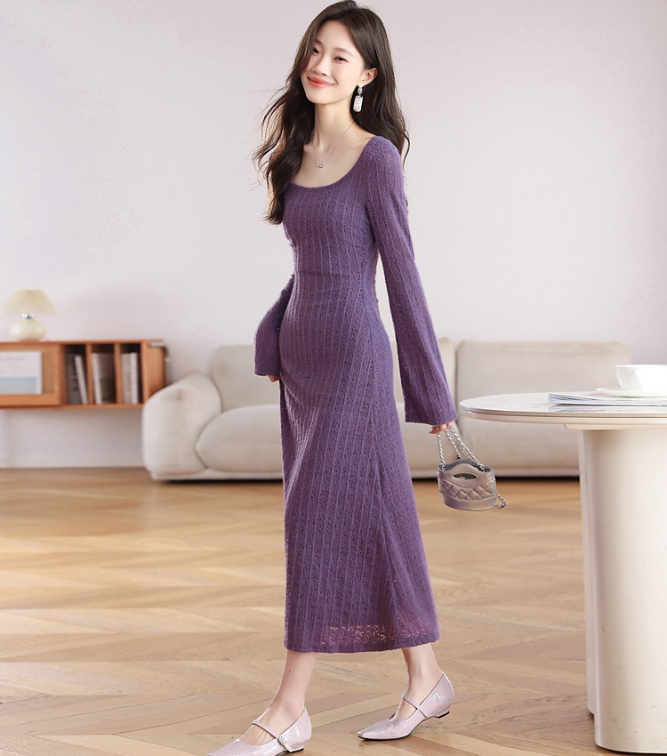 Knitted dress long dress a set for women