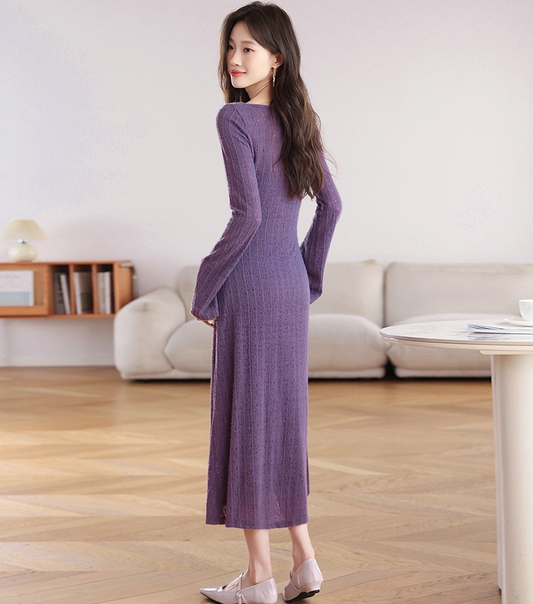 Knitted dress long dress a set for women