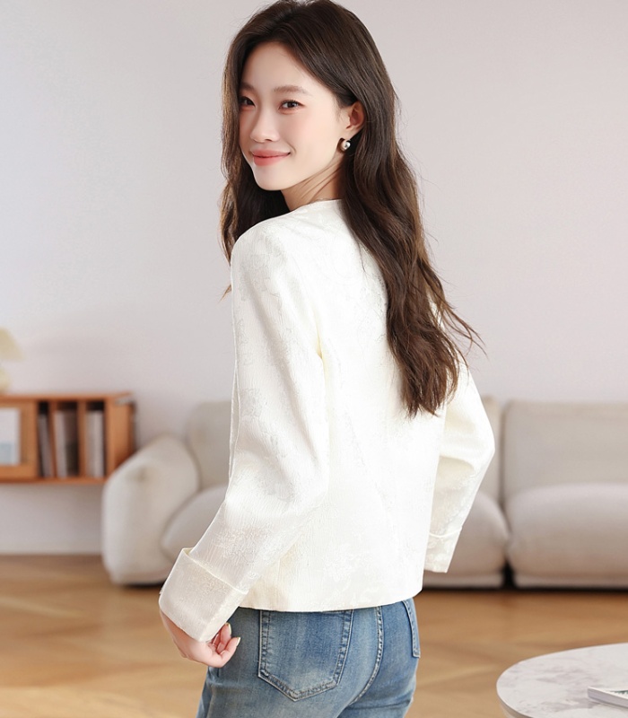 Embroidery white tops spring and autumn coat for women